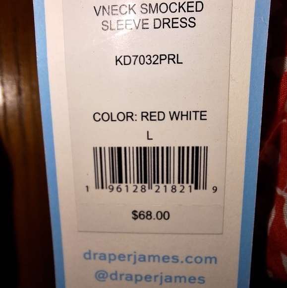 A Draper James red v-neck smocked sleeve Midi dress in a large. - Picture 6 of 12